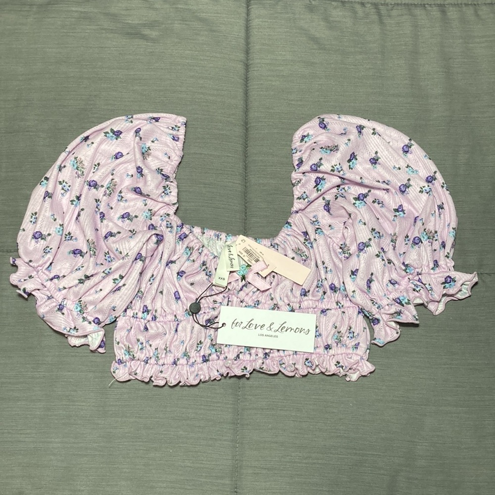 For Love and Lemons Lola Pointelle Crop Top